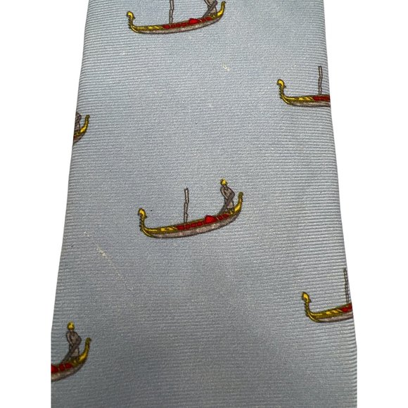 Fabris Venezia Neck Tie Mens 100% Silk Blue Gondola Venetian Boat Made In Italy - Picture 3 of 6
